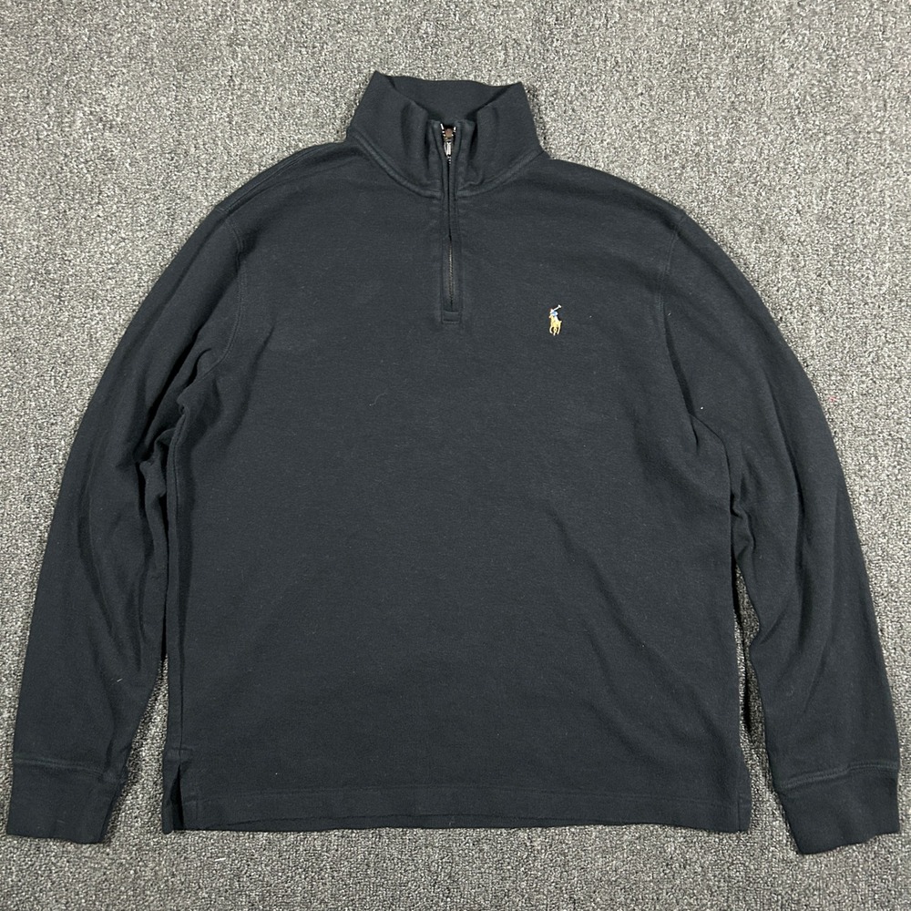 Polo Ralph Lauren Estate Rib Quarter Zip Pullover Mens Medium Black Excellent